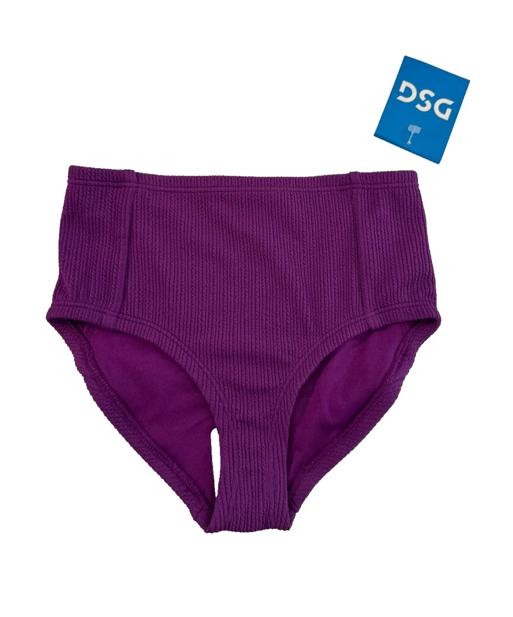 DSG Girls High Waisted Bikini Bottom Vibrant Violet Size XS NWT